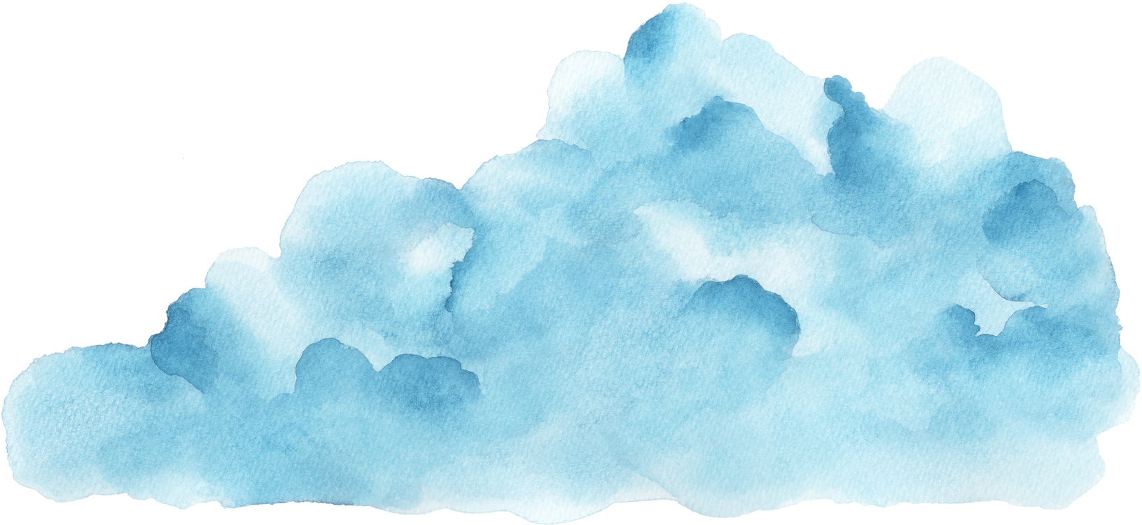 Abstract Blue Watercolor Hand-Pained Cloud Shape